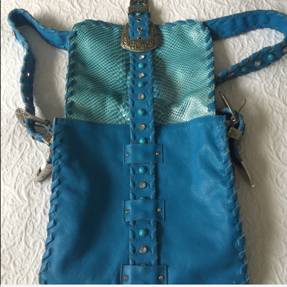 Hot blue Anthropologie style Crossbody lea… - Picture 5 of 8